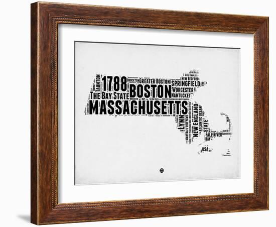 Massachusetts Word Cloud 2-NaxArt-Framed Art Print