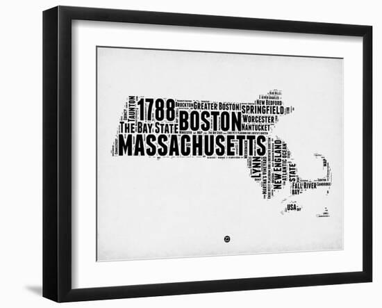 Massachusetts Word Cloud 2-NaxArt-Framed Art Print