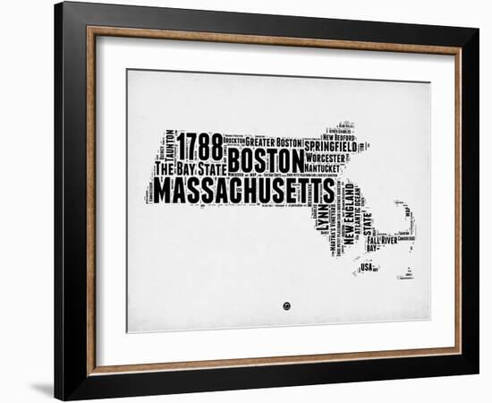 Massachusetts Word Cloud 2-NaxArt-Framed Art Print