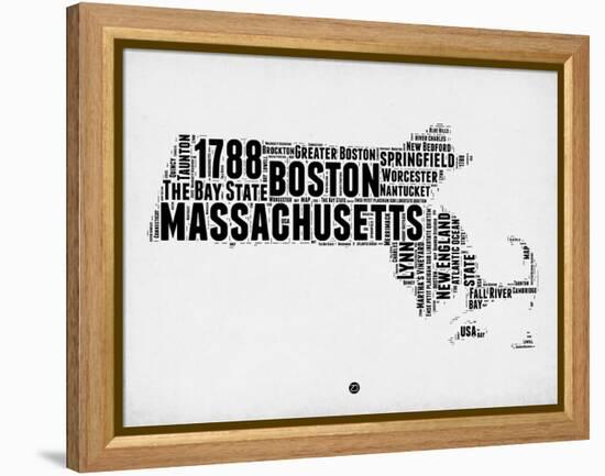 Massachusetts Word Cloud 2-NaxArt-Framed Stretched Canvas