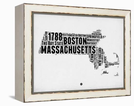 Massachusetts Word Cloud 2-NaxArt-Framed Stretched Canvas