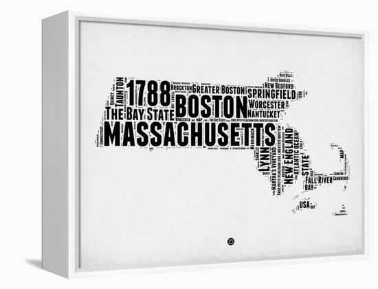 Massachusetts Word Cloud 2-NaxArt-Framed Stretched Canvas