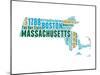 Massachusetts Word Cloud Map-NaxArt-Mounted Art Print