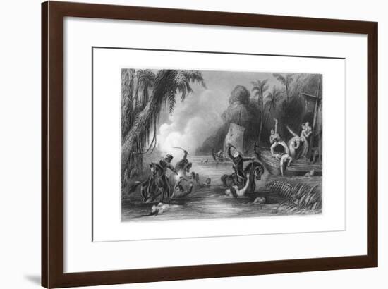 Massacre in the Boats Off Cawnpore, 1857-null-Framed Giclee Print