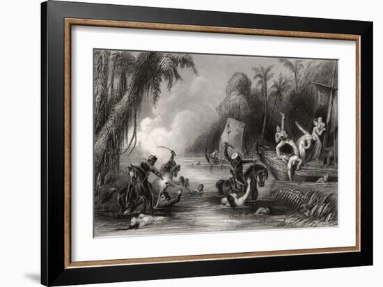 Massacre in the Boats Off Cawnpore in 1857, from 'The History of the Indian Mutiny', Published in…-English School-Framed Giclee Print