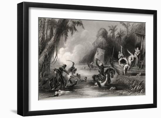 Massacre in the Boats Off Cawnpore in 1857, from 'The History of the Indian Mutiny', Published in…-English School-Framed Giclee Print