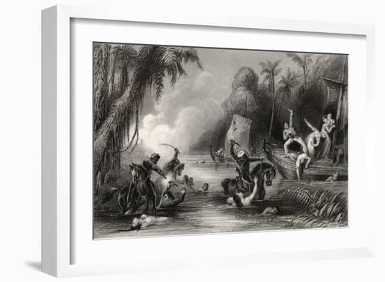 Massacre in the Boats Off Cawnpore in 1857, from 'The History of the Indian Mutiny', Published in…-English School-Framed Giclee Print