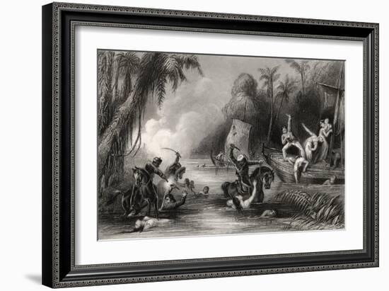 Massacre in the Boats Off Cawnpore in 1857, from 'The History of the Indian Mutiny', Published in…-English School-Framed Giclee Print