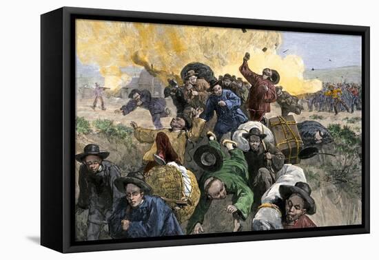 Massacre of Chinese Immigrants at Rock Springs, Wyoming, 1885-null-Framed Premier Image Canvas