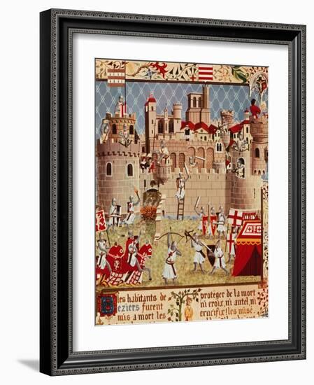 Massacre of Citizens of Beziers, France, in 13th century Albigensian Crusade Ordered by Pope Innoce-null-Framed Giclee Print