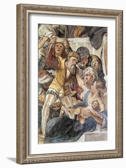 Massacre of Innocents, Detail from Life of Jesus, Fresco Painted in 1516-1517-Altobello Melone-Framed Giclee Print