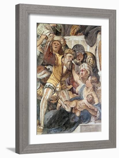 Massacre of Innocents, Detail from Life of Jesus, Fresco Painted in 1516-1517-Altobello Melone-Framed Giclee Print