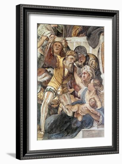 Massacre of Innocents, Detail from Life of Jesus, Fresco Painted in 1516-1517-Altobello Melone-Framed Giclee Print