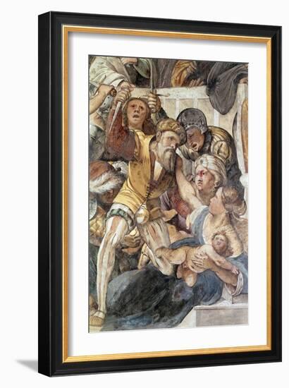 Massacre of Innocents, Detail from Life of Jesus, Fresco Painted in 1516-1517-Altobello Melone-Framed Giclee Print