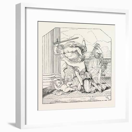 Massacre of the Innocents by Nicolas Poussin: Painting, 1855-null-Framed Giclee Print