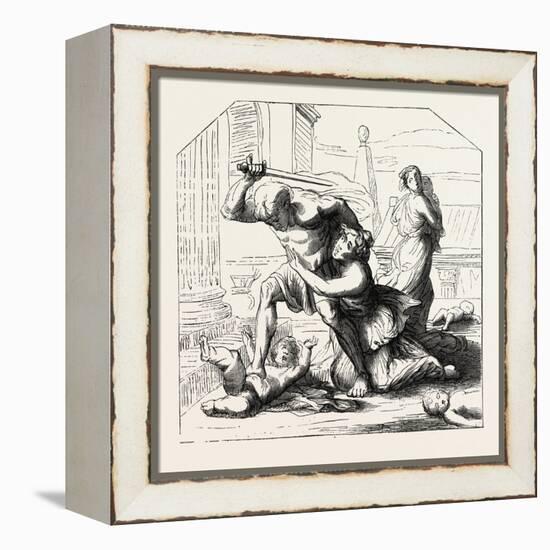 Massacre of the Innocents by Nicolas Poussin: Primitive Sketch. 1855-null-Framed Premier Image Canvas