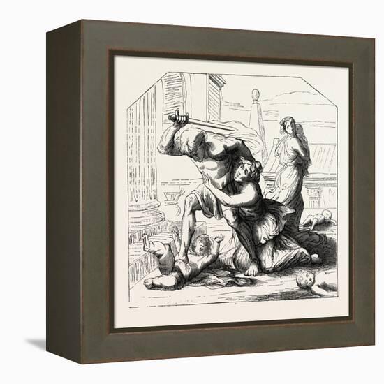 Massacre of the Innocents by Nicolas Poussin: Primitive Sketch. 1855-null-Framed Premier Image Canvas