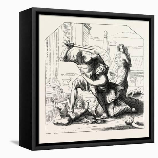 Massacre of the Innocents by Nicolas Poussin: Primitive Sketch. 1855-null-Framed Premier Image Canvas