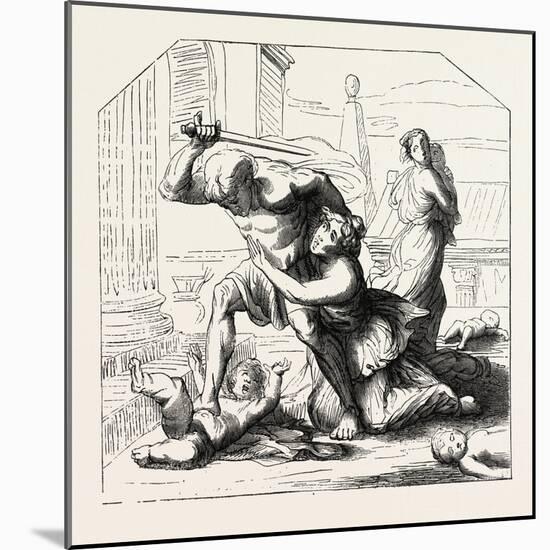 Massacre of the Innocents by Nicolas Poussin: Primitive Sketch. 1855-null-Mounted Giclee Print