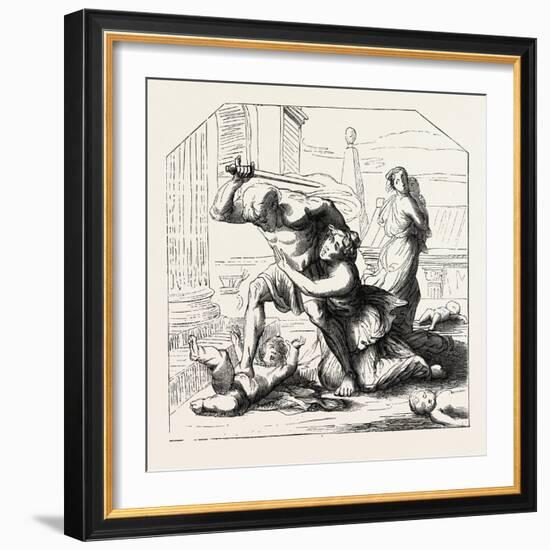 Massacre of the Innocents by Nicolas Poussin: Primitive Sketch. 1855-null-Framed Giclee Print