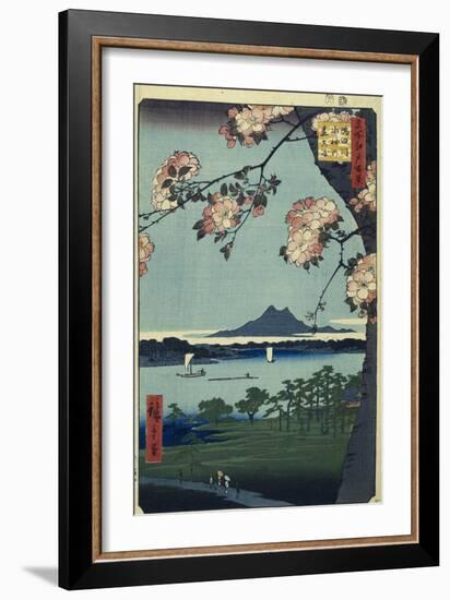 Massaki and the Suijin Grove by the Sumida River (One Hundred Famous Views of Edo). 1856-58-Utagawa Hiroshige-Framed Giclee Print