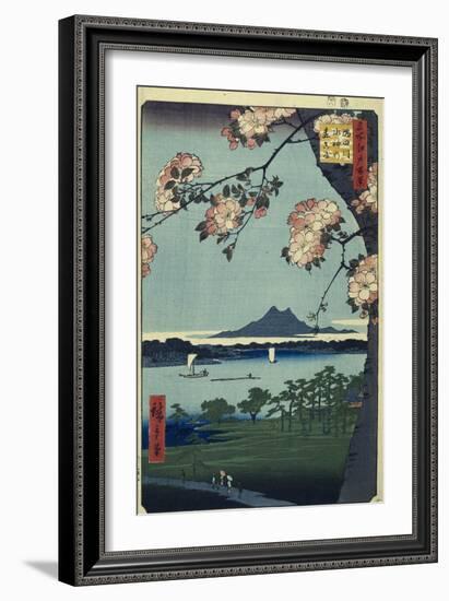 Massaki and the Suijin Grove by the Sumida River (One Hundred Famous Views of Edo). 1856-58-Utagawa Hiroshige-Framed Giclee Print