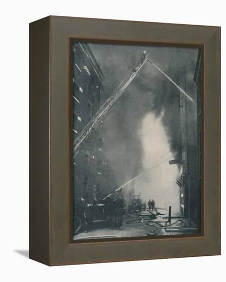 'Massed Forces of the Modern Fire-Fighter Pitted Against a City Blaze', c1935-Unknown-Framed Premier Image Canvas