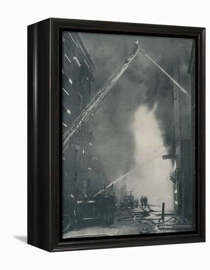 'Massed Forces of the Modern Fire-Fighter Pitted Against a City Blaze', c1935-Unknown-Framed Premier Image Canvas