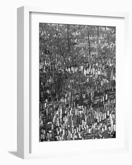 Masses of Tombstones in Cemetery in Queens-Andreas Feininger-Framed Photographic Print