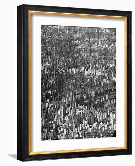 Masses of Tombstones in Cemetery in Queens-Andreas Feininger-Framed Photographic Print