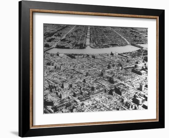 Massive Damage Caused by American Incendiary Bombs Dropped on the City Weeks Earlier-null-Framed Photographic Print