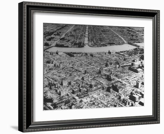 Massive Damage Caused by American Incendiary Bombs Dropped on the City Weeks Earlier-null-Framed Photographic Print