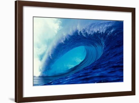 Massive Empty Breaker Ready for the Next Surfer Tahiti-Tony Harrington-Framed Photographic Print