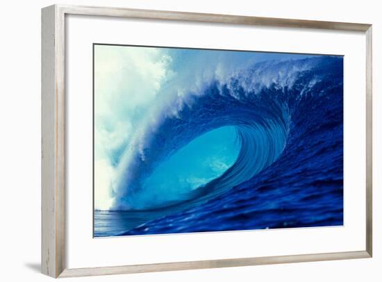 Massive Empty Breaker Ready for the Next Surfer Tahiti-Tony Harrington-Framed Photographic Print