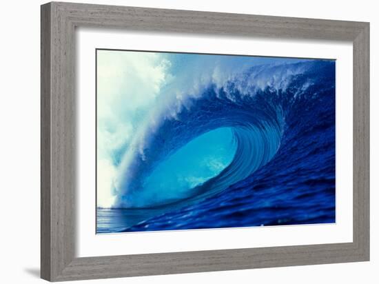 Massive Empty Breaker Ready for the Next Surfer Tahiti-Tony Harrington-Framed Photographic Print