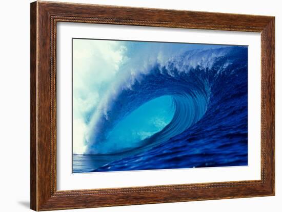 Massive Empty Breaker Ready for the Next Surfer Tahiti-Tony Harrington-Framed Photographic Print