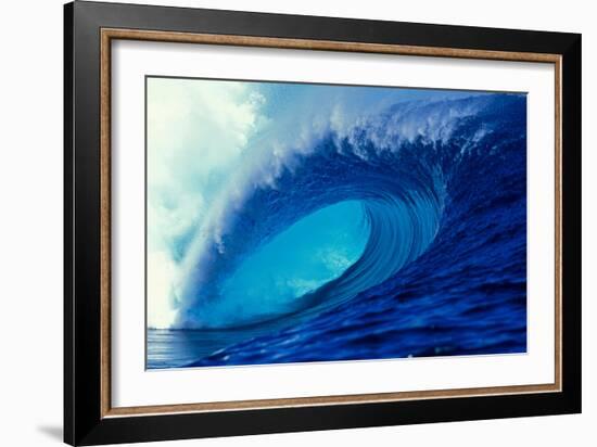 Massive Empty Breaker Ready for the Next Surfer Tahiti-Tony Harrington-Framed Photographic Print