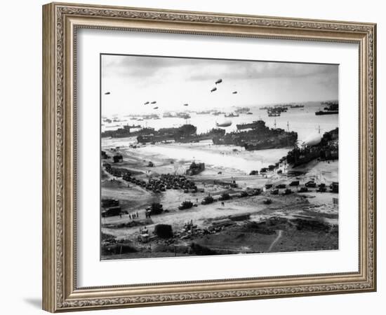 Massive Landing of US Troops, Supplies and Equipment in the Days Following D-Day on Omaha Beach-null-Framed Photographic Print