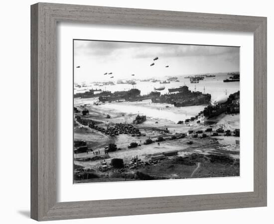 Massive Landing of US Troops, Supplies and Equipment in the Days Following D-Day on Omaha Beach-null-Framed Photographic Print