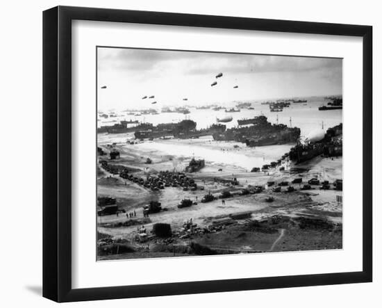 Massive Landing of US Troops, Supplies and Equipment in the Days Following D-Day on Omaha Beach-null-Framed Photographic Print