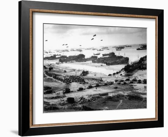 Massive Landing of US Troops, Supplies and Equipment in the Days Following D-Day on Omaha Beach-null-Framed Photographic Print