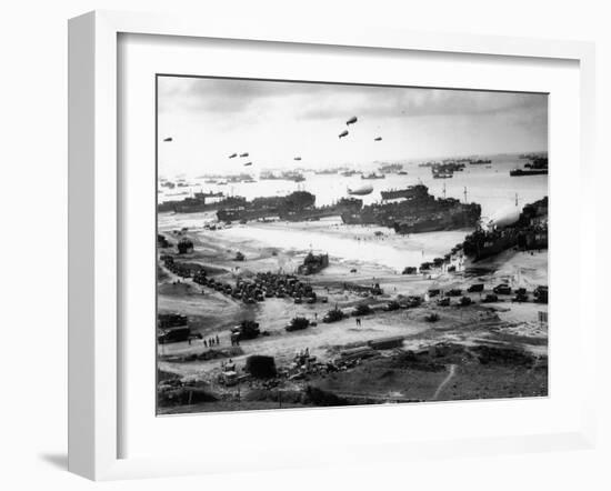 Massive Landing of US Troops, Supplies and Equipment in the Days Following D-Day on Omaha Beach-null-Framed Photographic Print