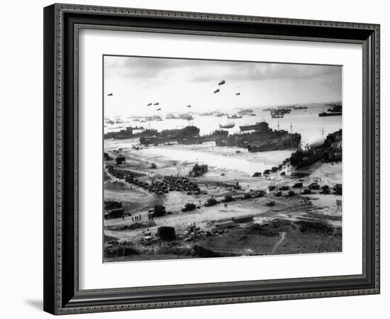 Massive Landing of US Troops, Supplies and Equipment in the Days Following D-Day on Omaha Beach-null-Framed Photographic Print