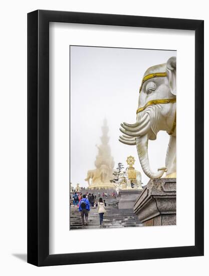 Massive statue of Samantabhadra at the summit of Mount Emei (Emei Shan), UNESCO World Heritage Site-Michael Snell-Framed Photographic Print