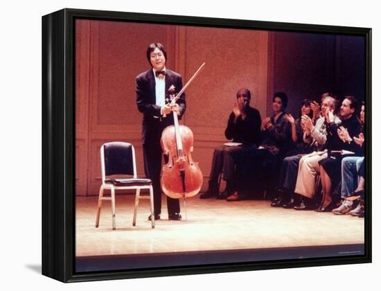 Master Cellist Yo-Yo Ma with Stradivarius Cello Receiving Applause after performing "Cello Suites"-Ted Thai-Framed Premier Image Canvas