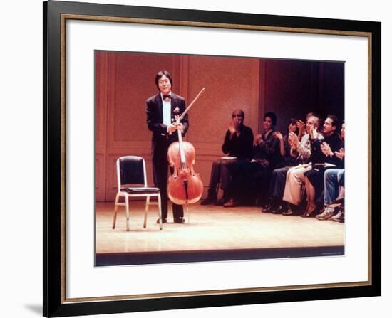 Master Cellist Yo-Yo Ma with Stradivarius Cello Receiving Applause after performing "Cello Suites"-Ted Thai-Framed Premium Photographic Print