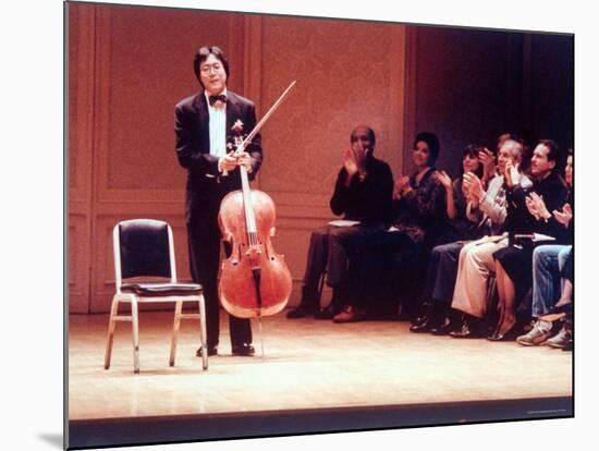 Master Cellist Yo-Yo Ma with Stradivarius Cello Receiving Applause after performing "Cello Suites"-Ted Thai-Mounted Premium Photographic Print