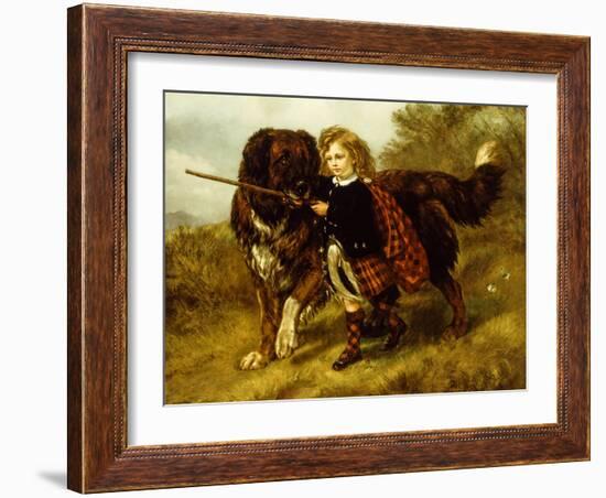 Master Egerton Macdona with his St Bernard Dog, Tell-Samuel John Carter-Framed Giclee Print