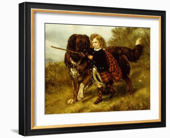 Master Egerton Macdona with his St Bernard Dog, Tell-Samuel John Carter-Framed Giclee Print