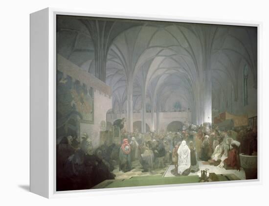 Master Jan Hus (1369-1415) Preaching in the Bethlehem Chapel, from the 'Slav Epic', 1916-Alphonse Mucha-Framed Premier Image Canvas